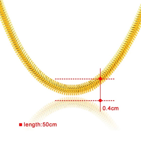 Gold Plated Snake Flat Chain Necklace - Picture 4 of 4